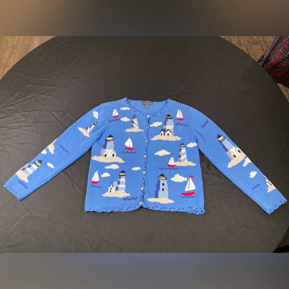Northern Isles Women’s Cardigan Sz S Nautical Coastal Grandma